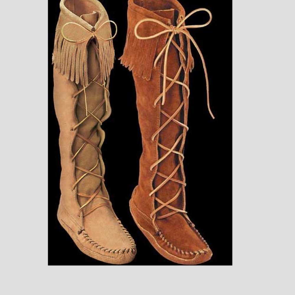 Suede Minnetonka Lace Up Tall Fringe Boot